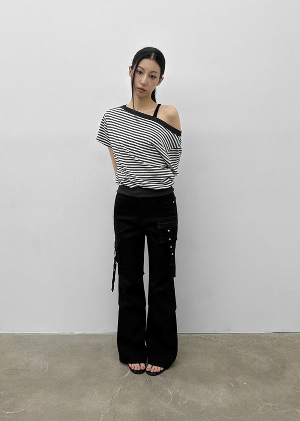 Cuncring Strap Cargo Bootcut Pants