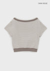 [MADE] Welco Stripe Off-Shoulder Short Sleeve Top