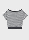 [MADE] Welco Stripe Off-Shoulder Short Sleeve Top