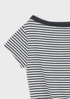 [MADE] Welco Stripe Off-Shoulder Short Sleeve Top