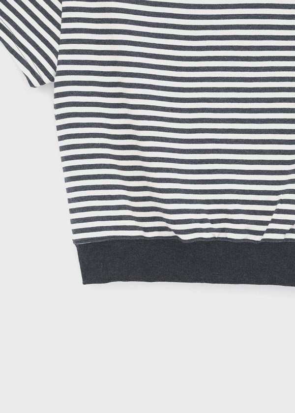 [MADE] Welco Stripe Off-Shoulder Short Sleeve Top