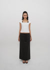[B-BASIC] Tension Cotton Square-Neck Cap-Sleeve Short-Sleeve T-Shirt (2 SIZE)