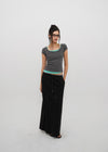 [B-BASIC] Basic Ribbed Wide U-Neck Cap Sleeve Short Sleeve Top (2 Size)