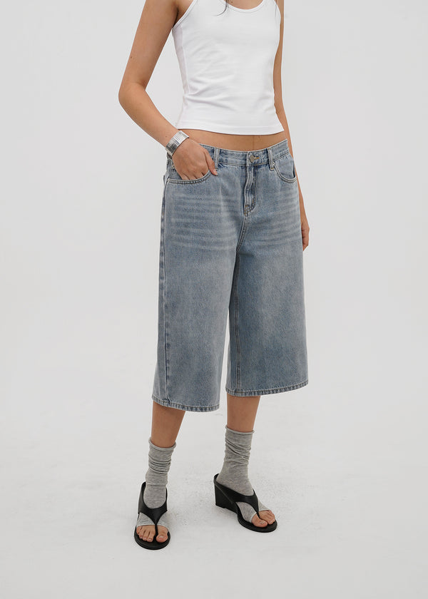 [B-DENIM] SUMMER WASHED BERMUDA JEANS 055