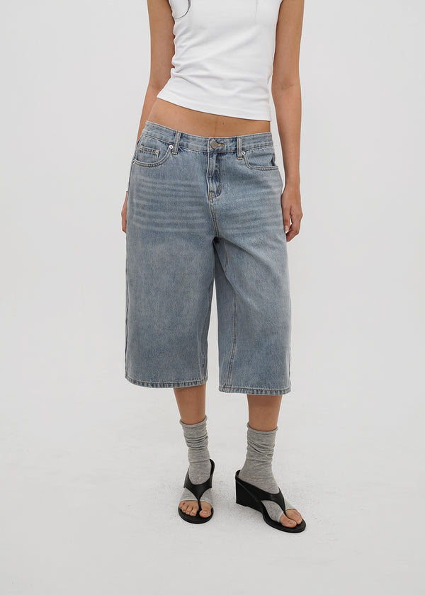 [B-DENIM] SUMMER WASHED BERMUDA JEANS 055