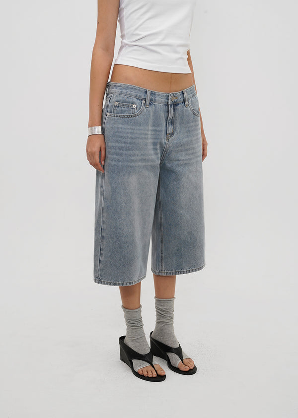 [B-DENIM] SUMMER WASHED BERMUDA JEANS 055