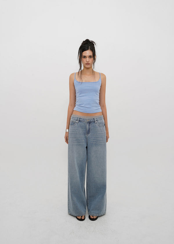 [B-BASIC] Tension Cotton Strap Basic Sleeveless Top (2 SIZE)