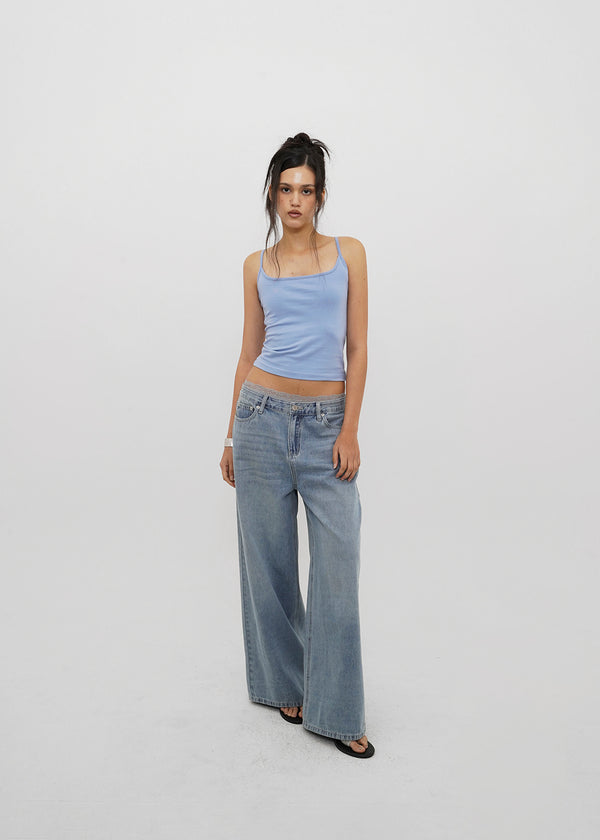 [B-DENIM] LIGHT WASHING WIDE JEANS 054