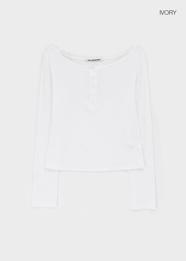 [MADE] Hibe Henley Neck Long Sleeve Top