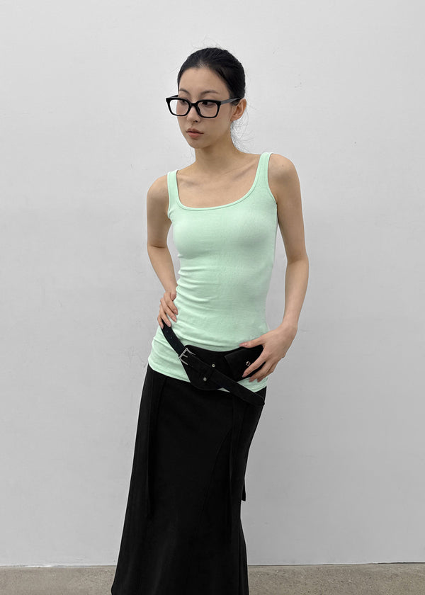 Colme Square Neck Slim Long Sleeveless