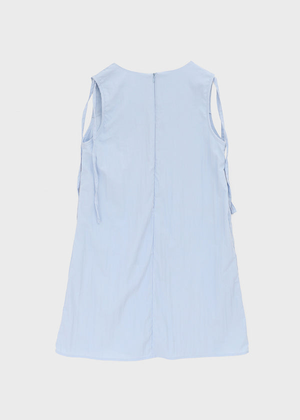 Cantut Shirred Ribbon Nylon Mini Dress