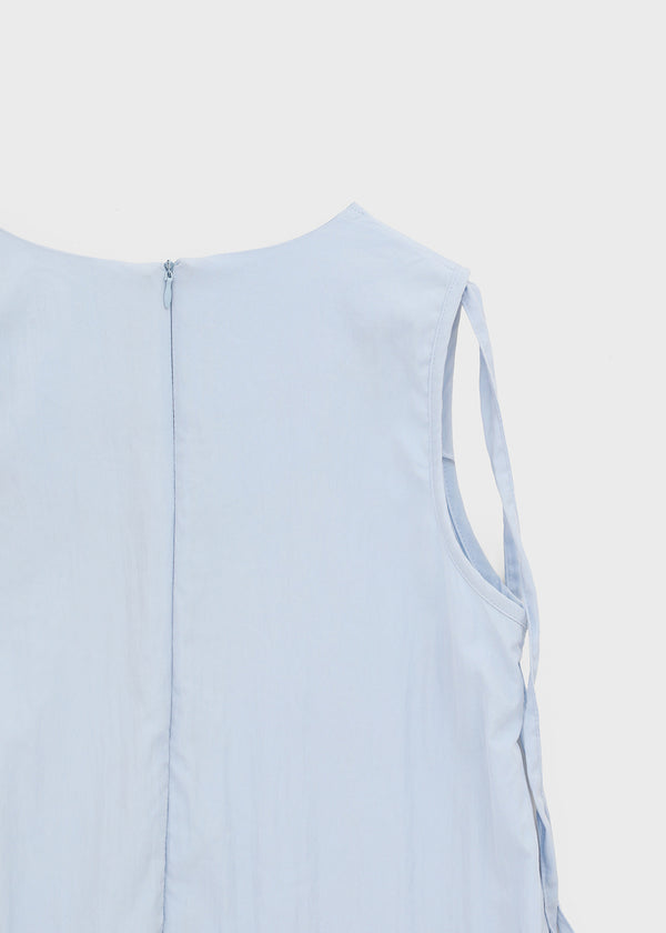 Cantut Shirred Ribbon Nylon Mini Dress