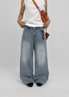 Latka Cut-out Washed Wide Denim Pants