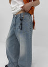 Latka Cut-out Washed Wide Denim Pants