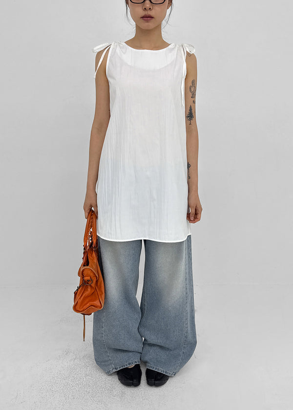 Latka Cut-out Washed Wide Denim Pants