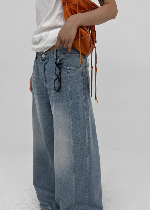 Latka Cut-out Washed Wide Denim Pants