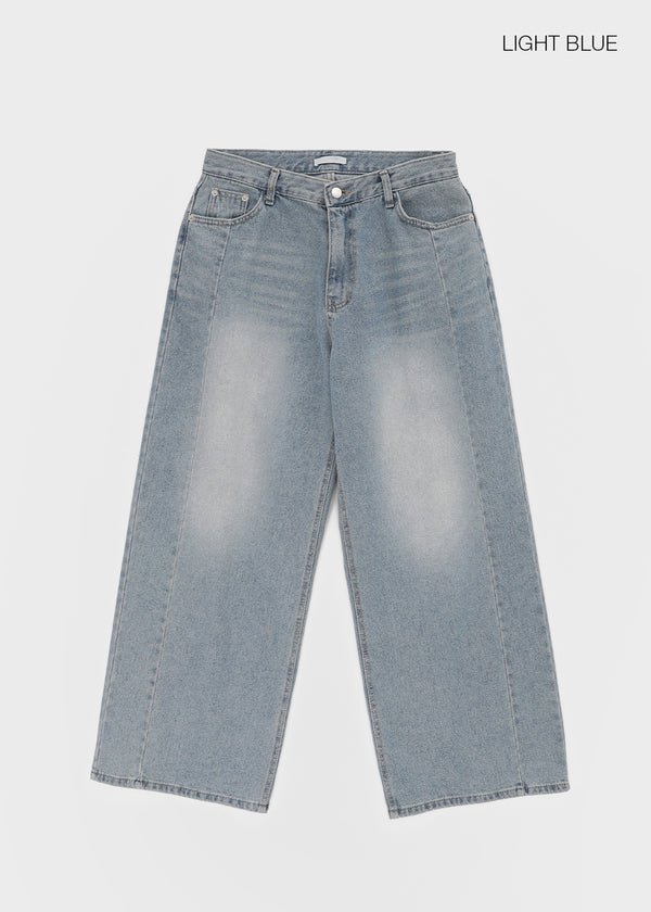 Latka Cut-out Washed Wide Denim Pants