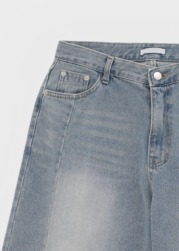 Latka Cut-out Washed Wide Denim Pants