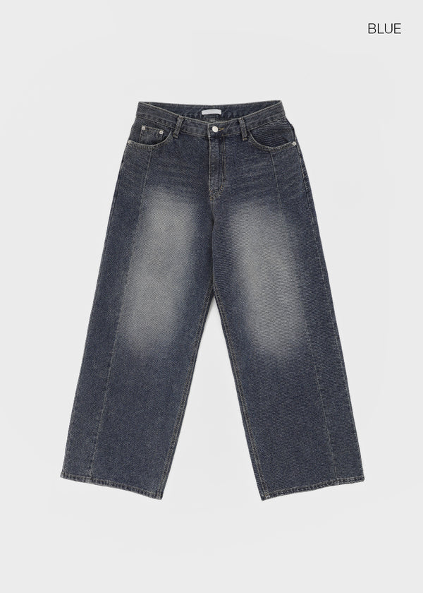 Latka Cut-out Washed Wide Denim Pants