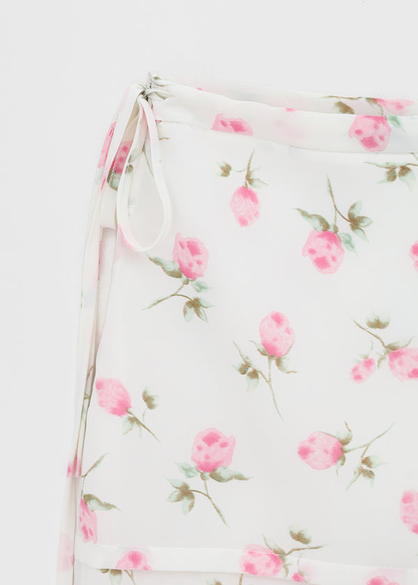 Rossi Flower Chiffon Midi Skirt