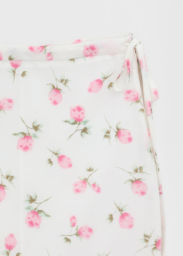 Rossi Flower Chiffon Midi Skirt