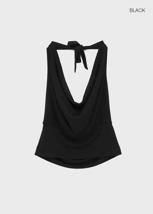 [MADE] Kusha Cowl-Neck Halter Sleeveless Top