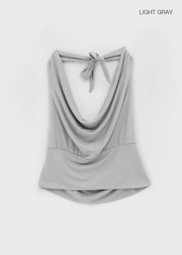 [MADE] Kusha Cowl-Neck Halter Sleeveless Top