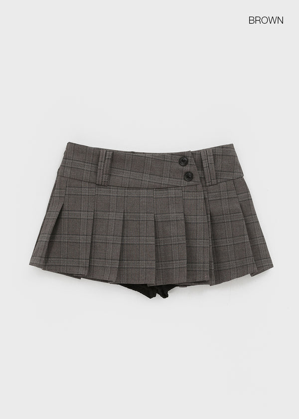 Tom Lee Check Pleated Miniskirt
