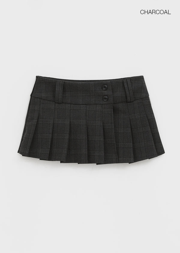 Tom Lee Check Pleated Miniskirt