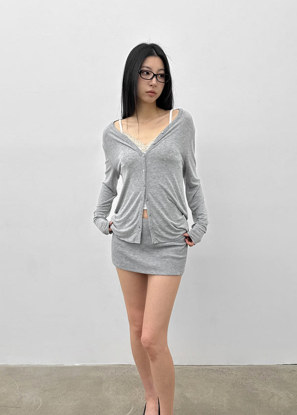 Tipol V-neck Tencel Long Cardigan