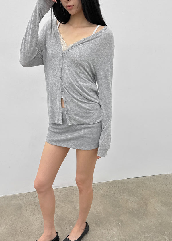 Tipol V-neck Tencel Long Cardigan