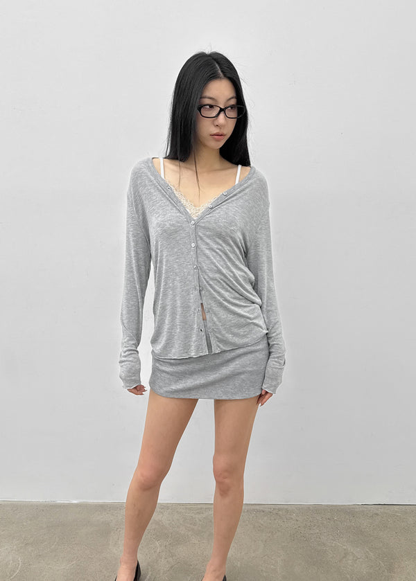 Tipol V-neck Tencel Long Cardigan