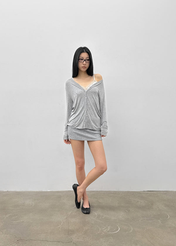 Tipol V-neck Tencel Long Cardigan