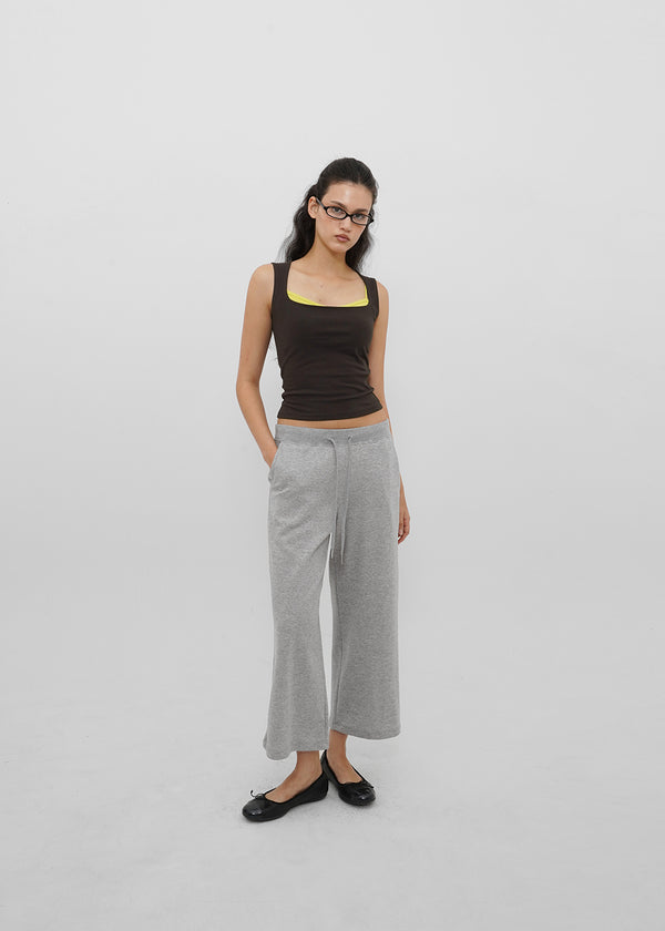 [B-BASIC] Tension Cotton Wide Square Neck Sleeveless Top (2 SIZE)