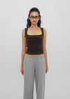 [B-BASIC] Tension Cotton Wide Square Neck Sleeveless Top (2 SIZE)