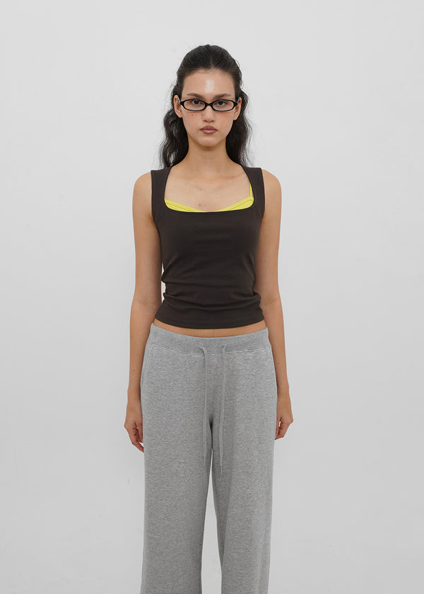 [B-BASIC] Tension Cotton Wide Square Neck Sleeveless Top (2 SIZE)