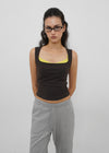 [B-BASIC] Tension Cotton Wide Square Neck Sleeveless Top (2 SIZE)