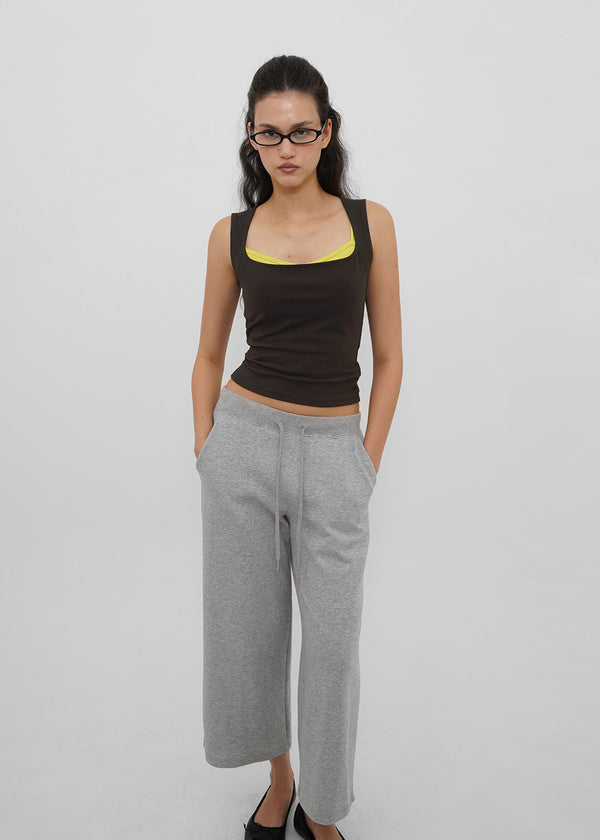 [B-BASIC] Tension Cotton Wide Square Neck Sleeveless Top (2 SIZE)