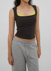 [B-BASIC] Tension Cotton Wide Square Neck Sleeveless Top (2 SIZE)