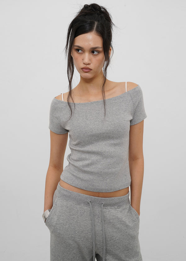 [B-BASIC] Standard Slim Off-Shoulder Short-Sleeve T-Shirt (2 SIZE)
