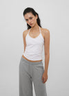 [B-BASIC] Tension Cotton Strap Halter Sleeveless Top (2 SIZE)