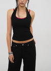 [B-BASIC] Ribbed Halter Sleeveless Top (Built-in Cap)