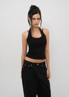 [B-BASIC] Ribbed Halter Sleeveless Top (Built-in Cap)