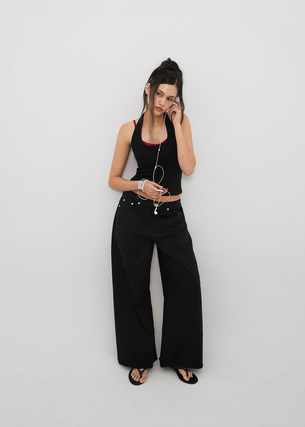 [B-BASIC] Ribbed Halter Sleeveless Top (Built-in Cap)
