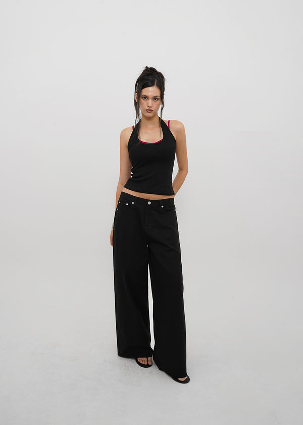 [B-BASIC] Ribbed Halter Sleeveless Top (Built-in Cap)