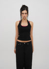 [B-BASIC] Ribbed Halter Sleeveless Top (Built-in Cap)