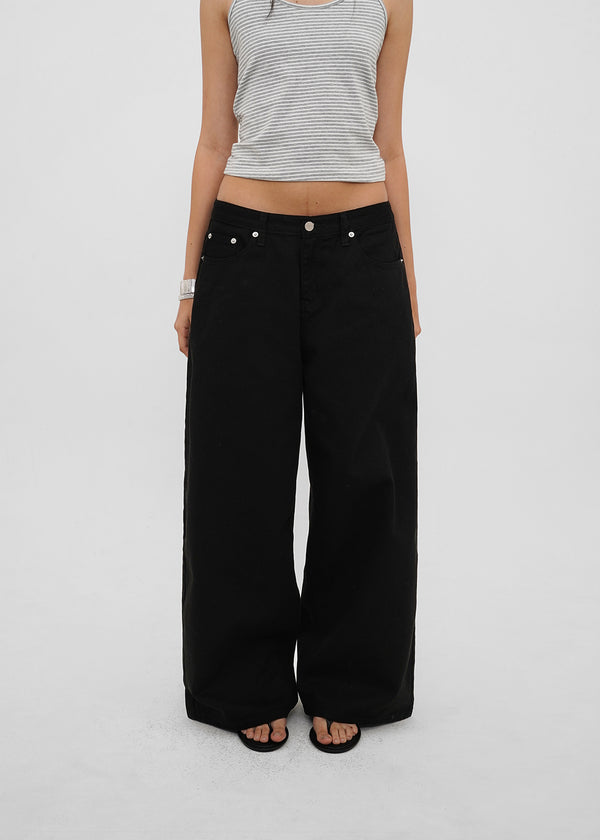 [B-DENIM] LOW WIDE COTTON PANTS 056