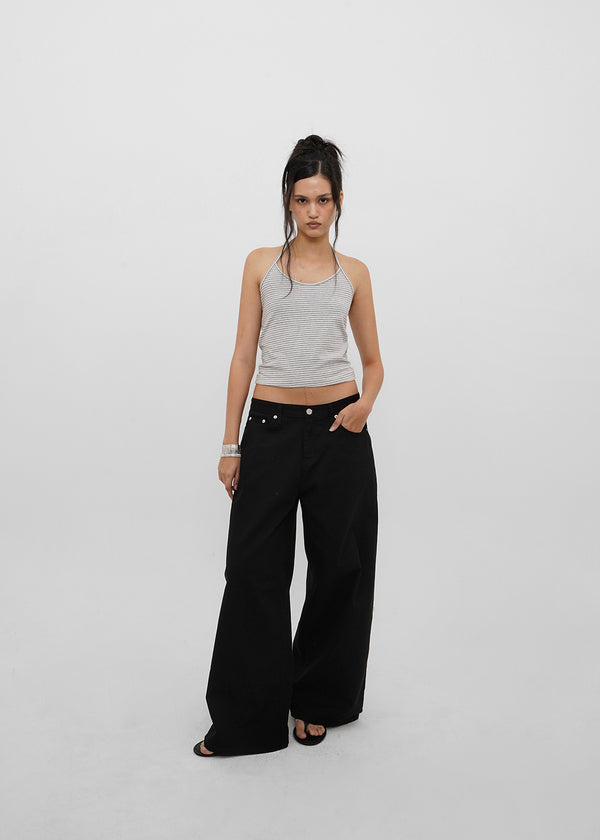 [B-DENIM] LOW WIDE COTTON PANTS 056