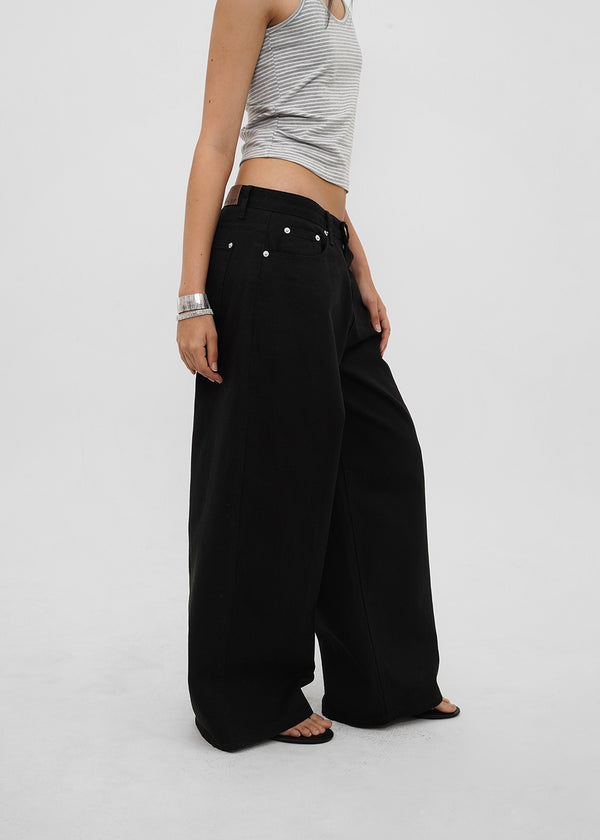 [B-DENIM] LOW WIDE COTTON PANTS 056