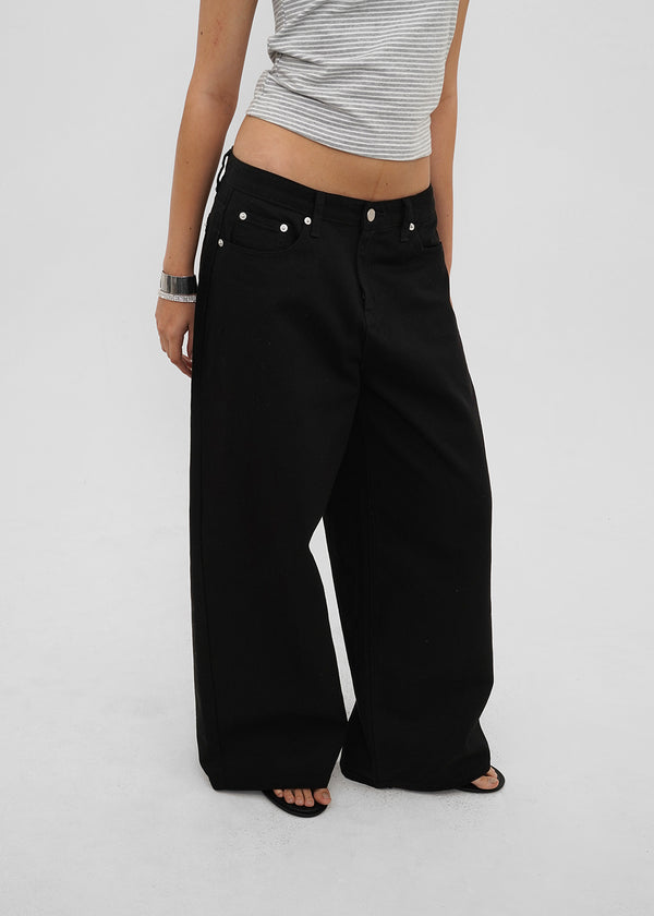 [B-DENIM] LOW WIDE COTTON PANTS 056